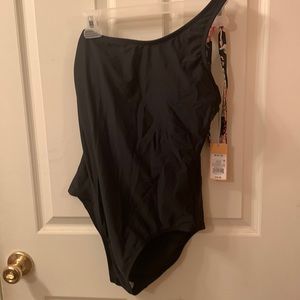 NWT Black Medium (8-10) off shoulder Swimsuit